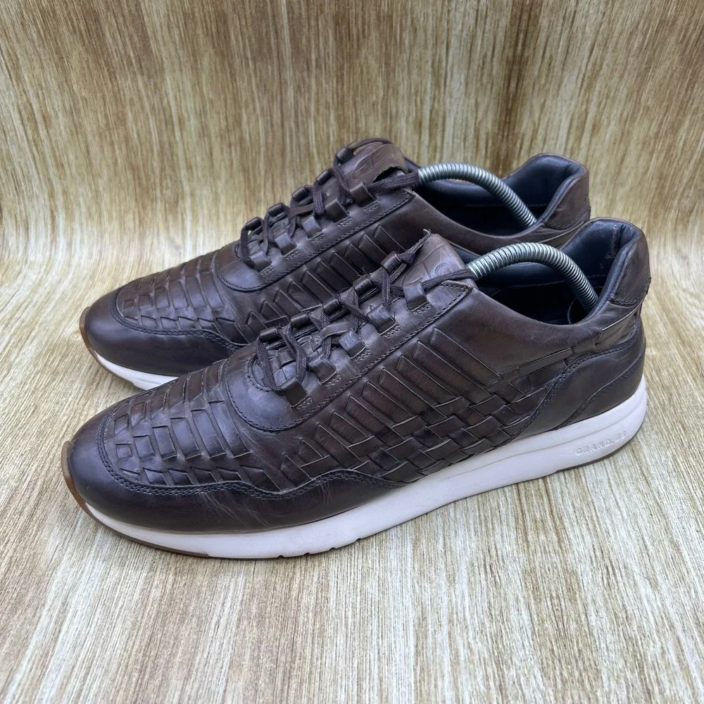 Cole Haan GrandPrø Huarache Men's Size 10 Brown Woven Leather Sneakers C27268‎